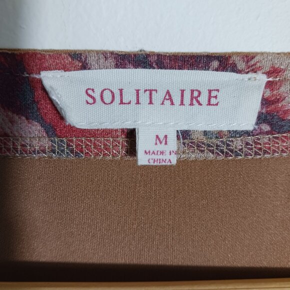 Solitaire, Anthropologie, Faux Suede Open Long Jacket, Gray/Brown w/ Floral, MED - Picture 2 of 16